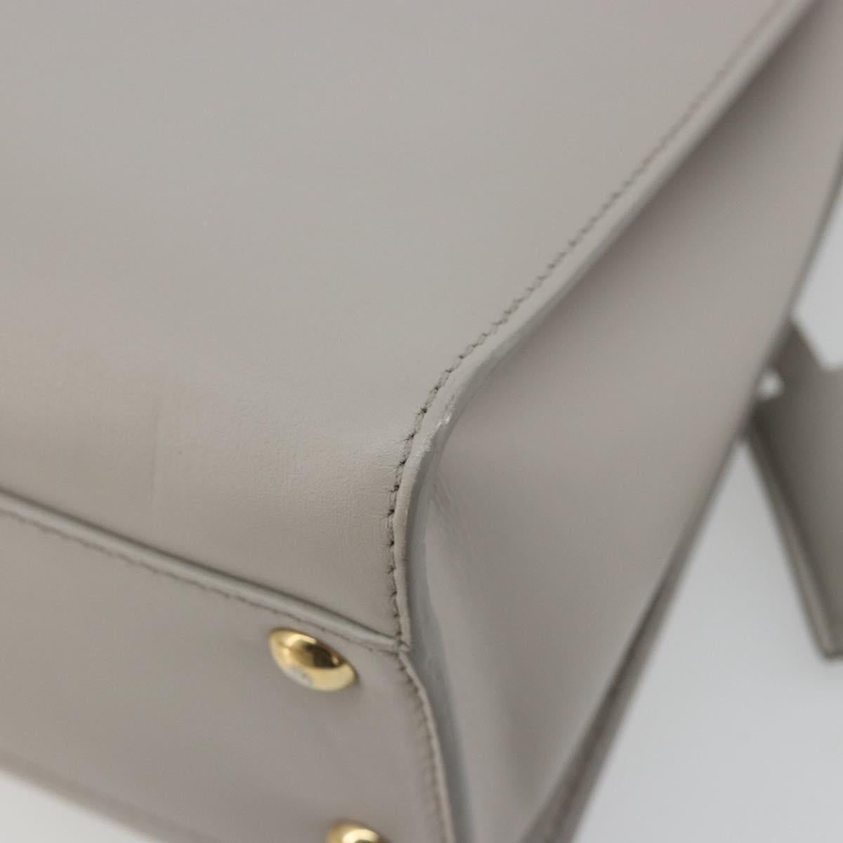 Salvatore Ferragamo Gancini Hand Bag Leather Gray Gold Auth 181831A