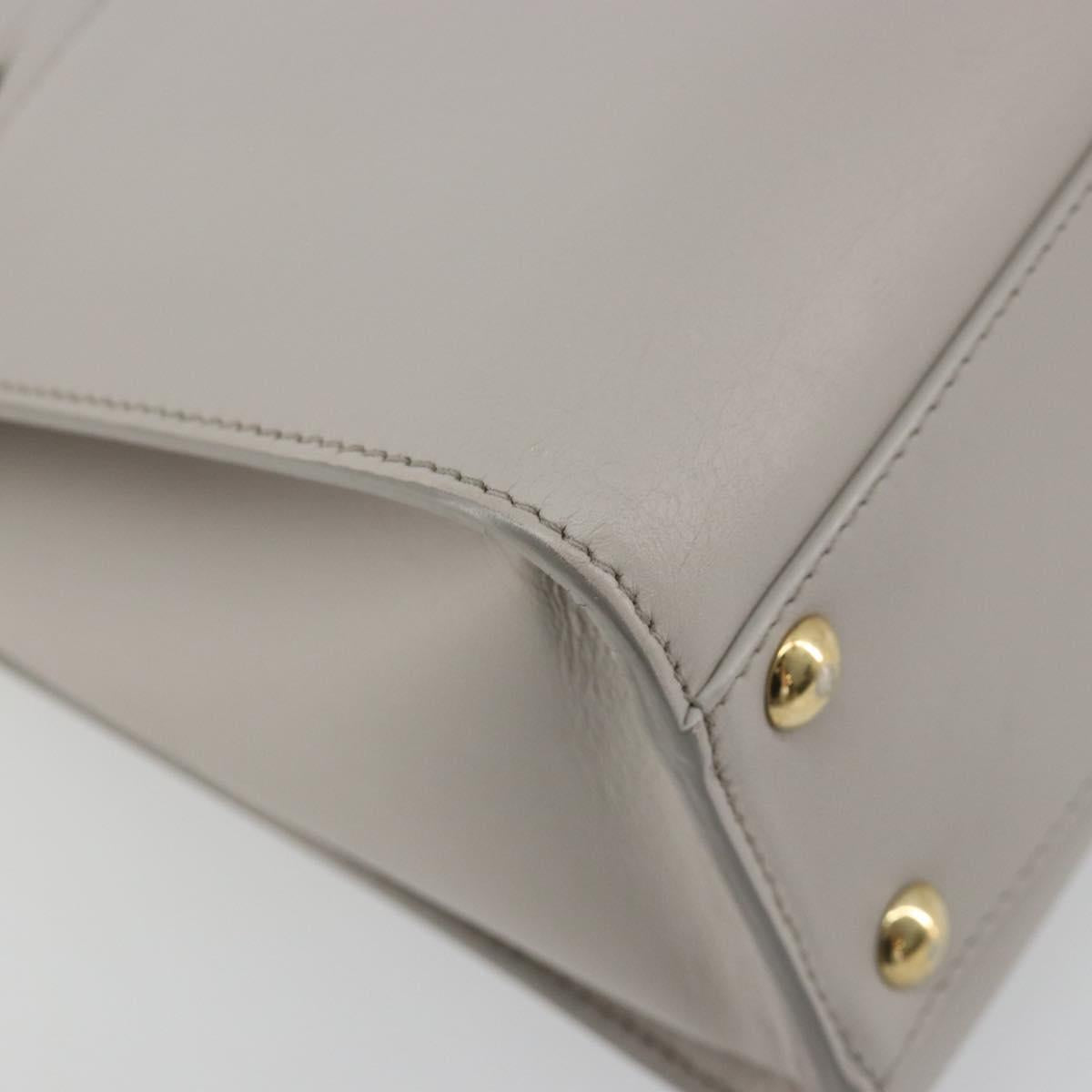 Salvatore Ferragamo Gancini Hand Bag Leather Gray Gold Auth 181831A