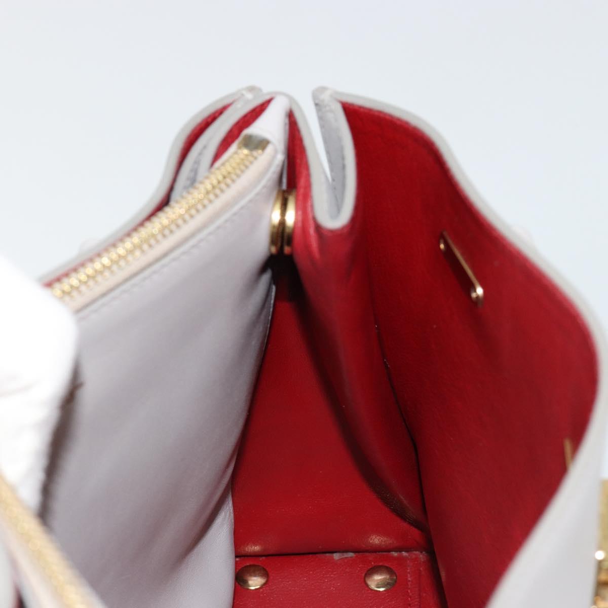 Salvatore Ferragamo Gancini Hand Bag Leather Gray Gold Auth 181831A