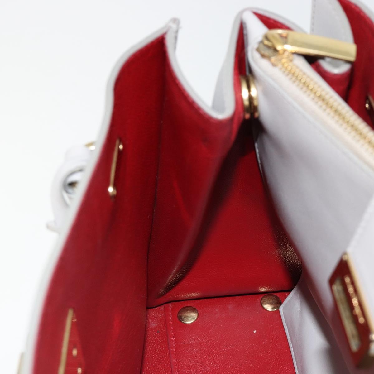 Salvatore Ferragamo Gancini Hand Bag Leather Gray Gold Auth 181831A