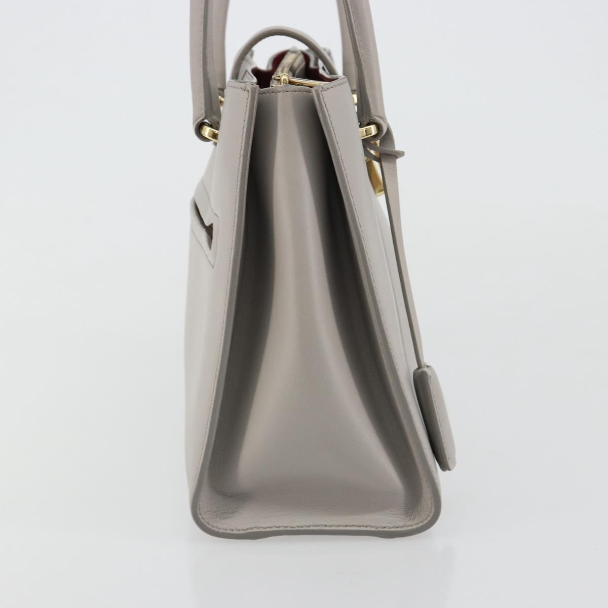Salvatore Ferragamo Gancini Hand Bag Leather Gray Gold Auth 181831A
