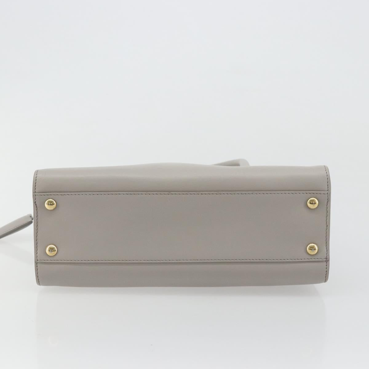 Salvatore Ferragamo Gancini Hand Bag Leather Gray Gold Auth 181831A