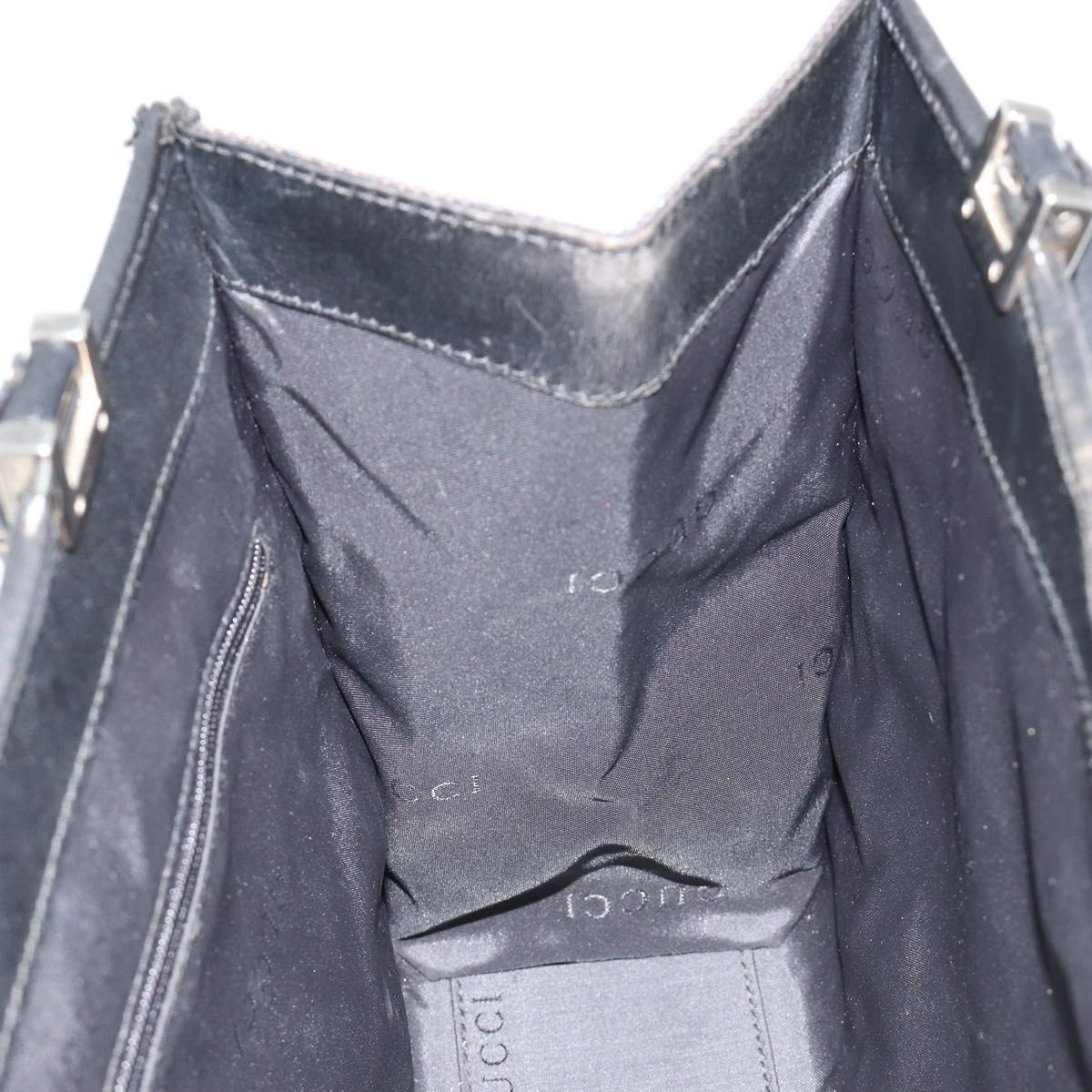 GUCCI GG Canvas Tote Bag Black Silver 002 1073 Auth 181850