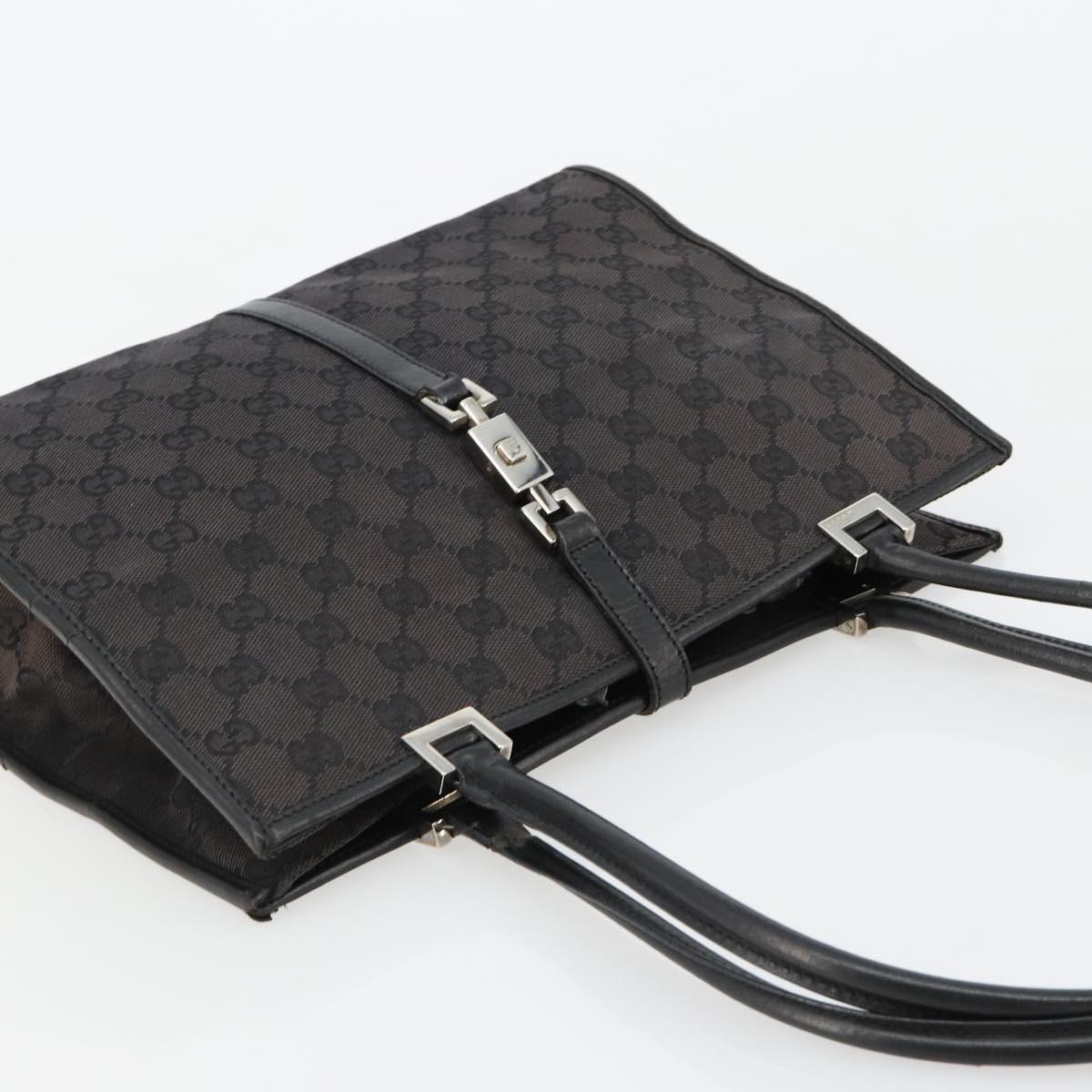 GUCCI GG Canvas Tote Bag Black Silver 002 1073 Auth 181850