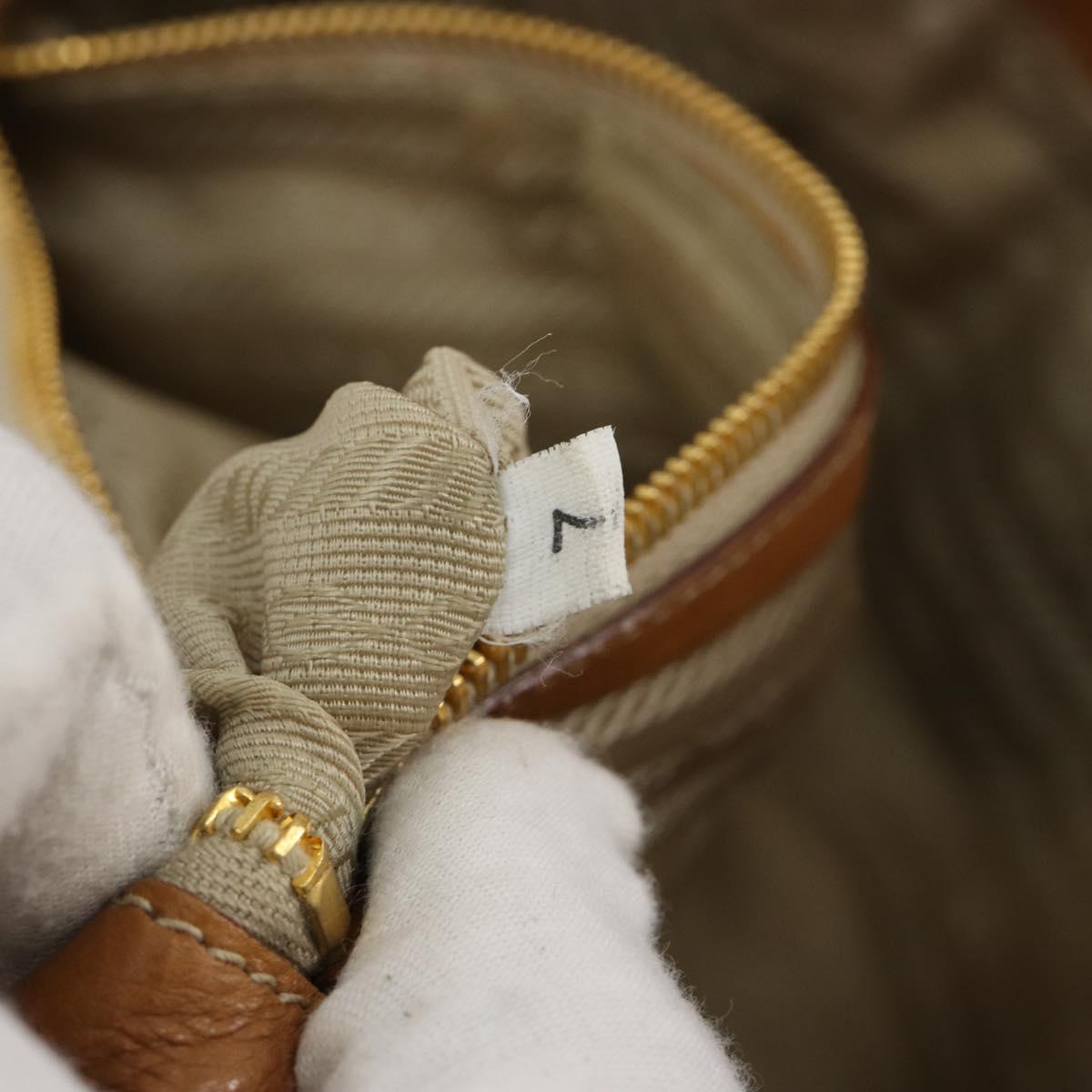 PRADA Tote Bag Leather Beige Gold Auth 181853A