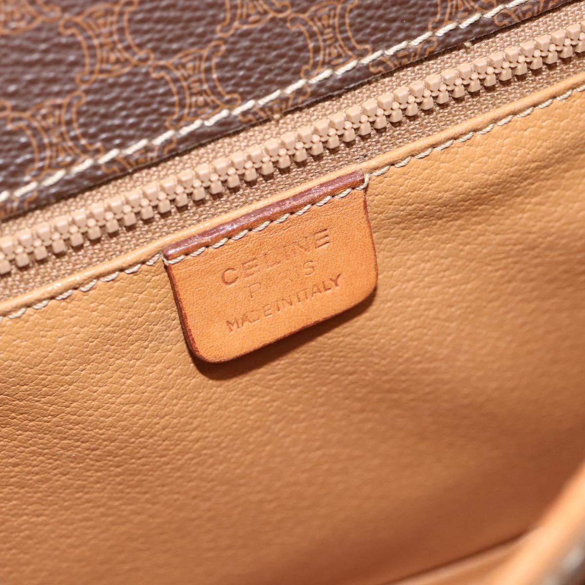 CELINE Macadam Canvas Shoulder Bag PVC Leather Brown Gold Auth 181854