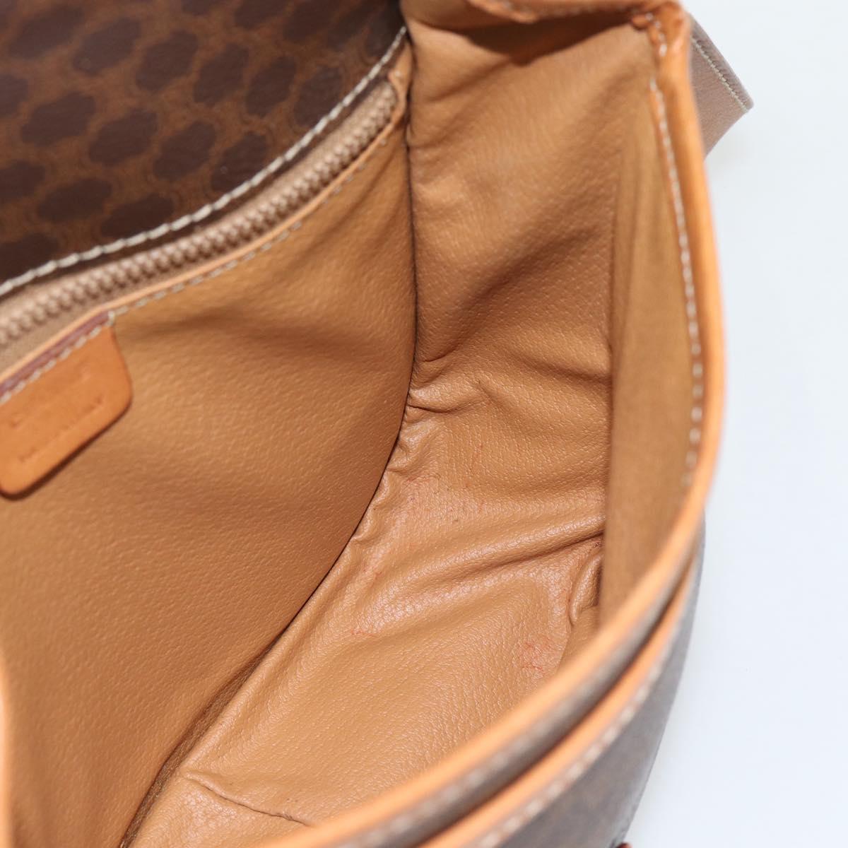 CELINE Macadam Canvas Shoulder Bag PVC Leather Brown Gold Auth 181854