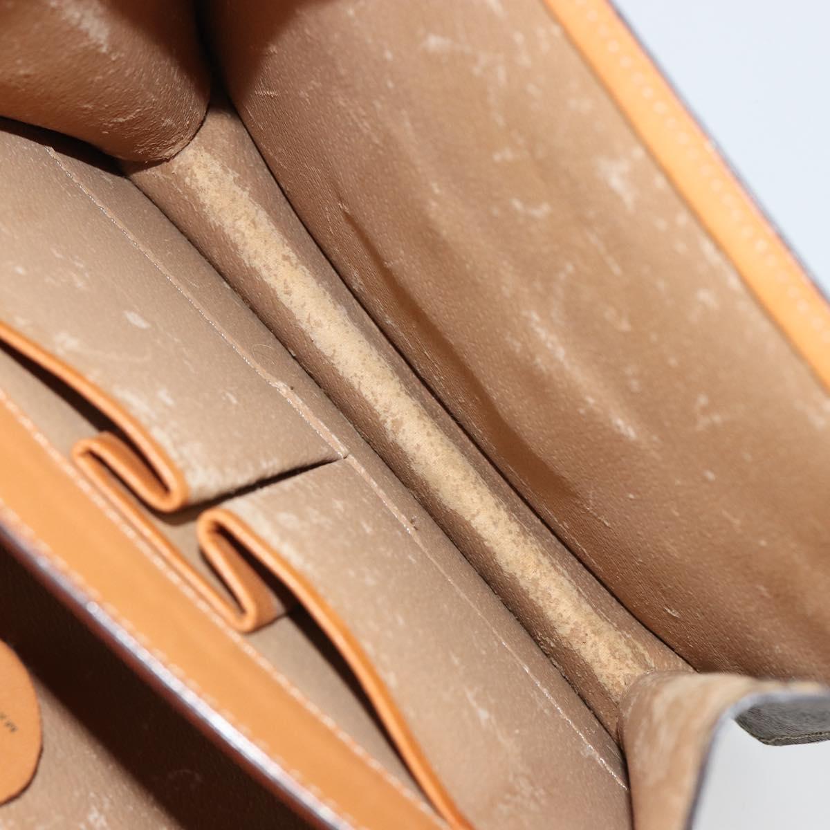 CELINE Macadam Canvas Horse Carriage Bag PVC Leather 2way Brown Gold Auth 181859