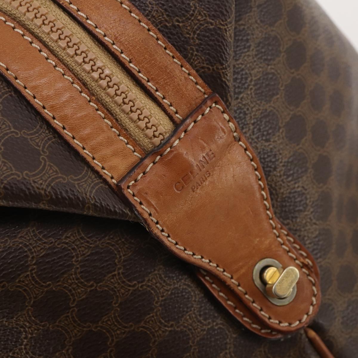 CELINE Macadam Canvas Boston Bag PVC Leather Brown Gold Auth 181862A
