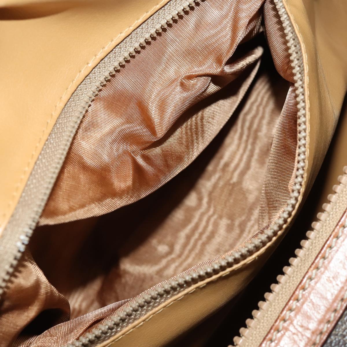 CELINE Macadam Canvas Boston Bag PVC Leather Brown Gold Auth 181862A