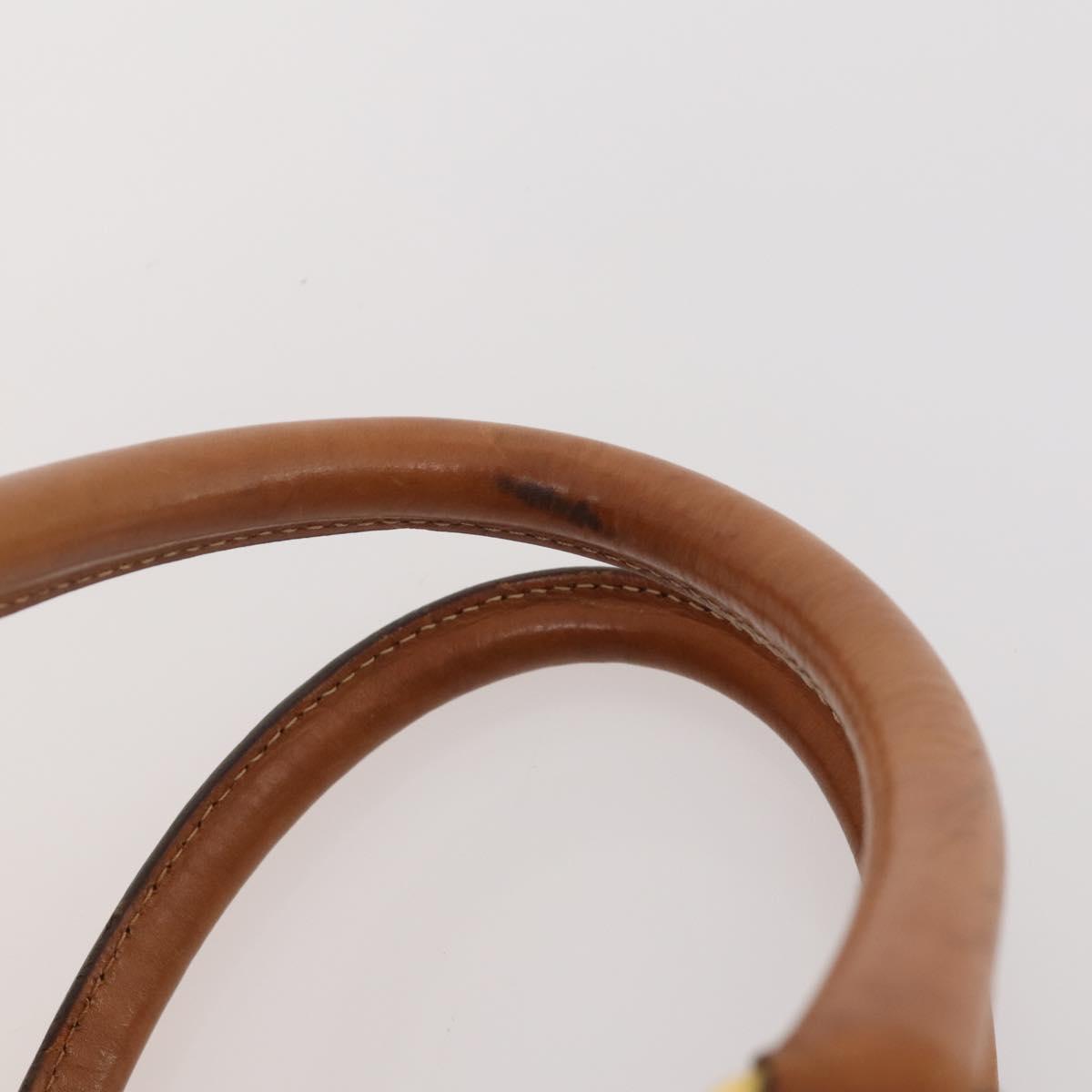 CELINE Macadam Canvas Boston Bag PVC Leather Brown Gold Auth 181862A