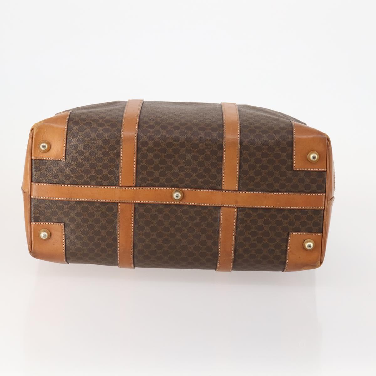 CELINE Macadam Canvas Boston Bag PVC Leather Brown Gold Auth 181862A