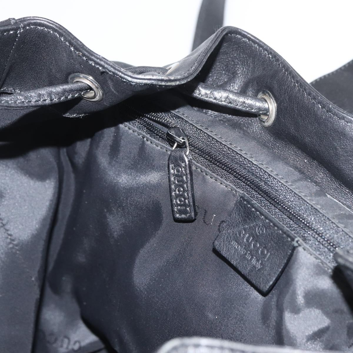 GUCCI Jackie Backpack Leather Black Silver 003 0245 Auth 181865A