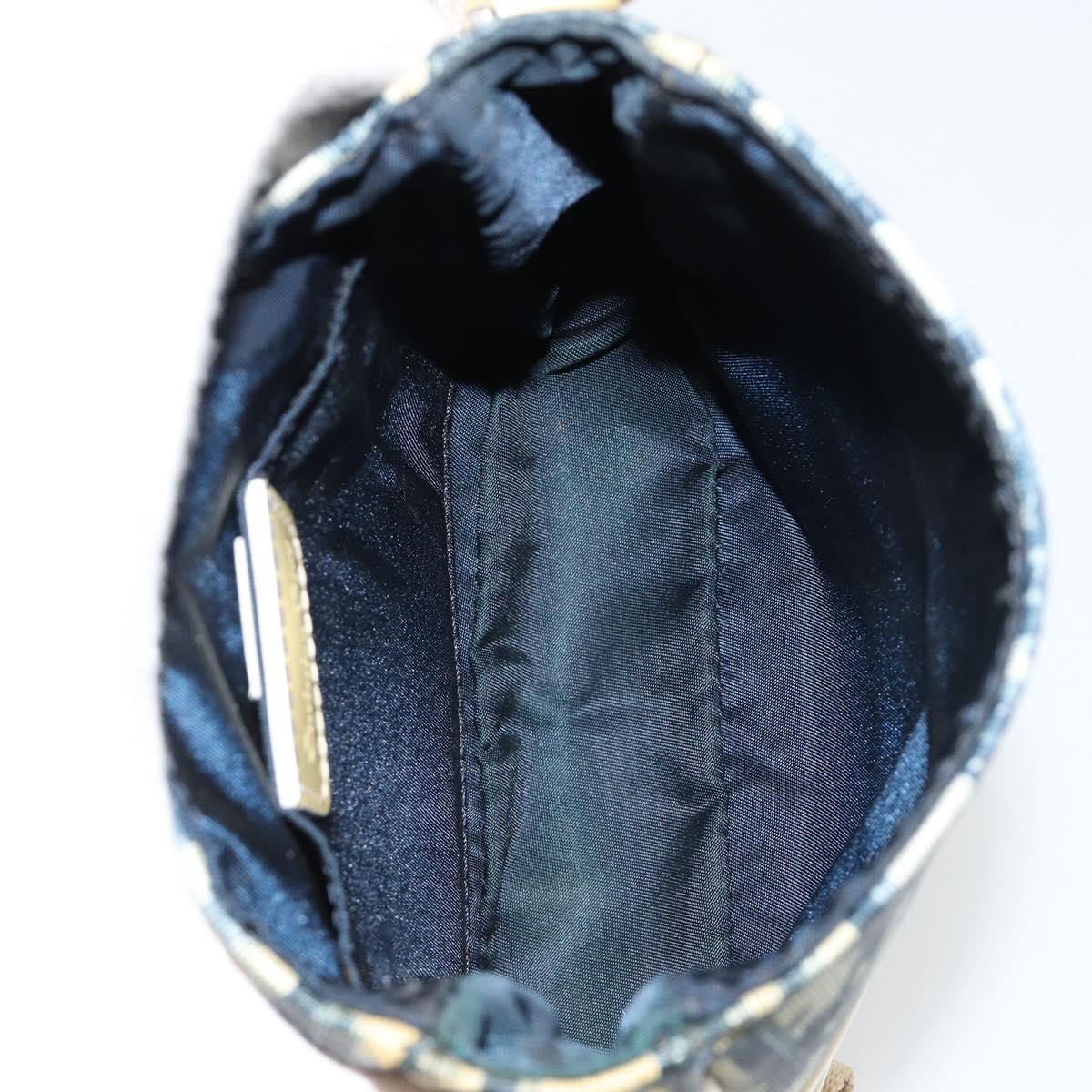 Christian Dior Trotter Canvas Shoulder Bag PVC Navy Silver Auth 181869A