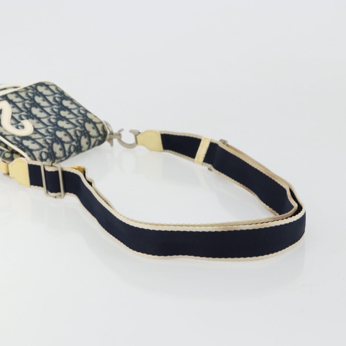 Christian Dior Trotter Canvas Shoulder Bag PVC Navy Silver Auth 181869A