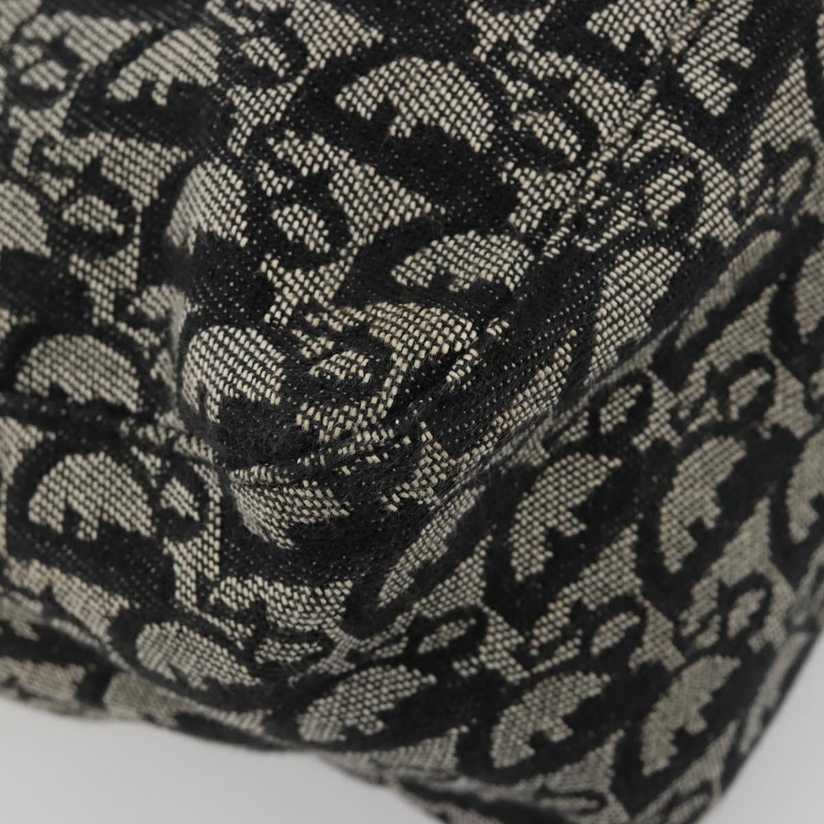 Christian Dior Trotter Canvas Tote Bag Black Silver Auth 181870A