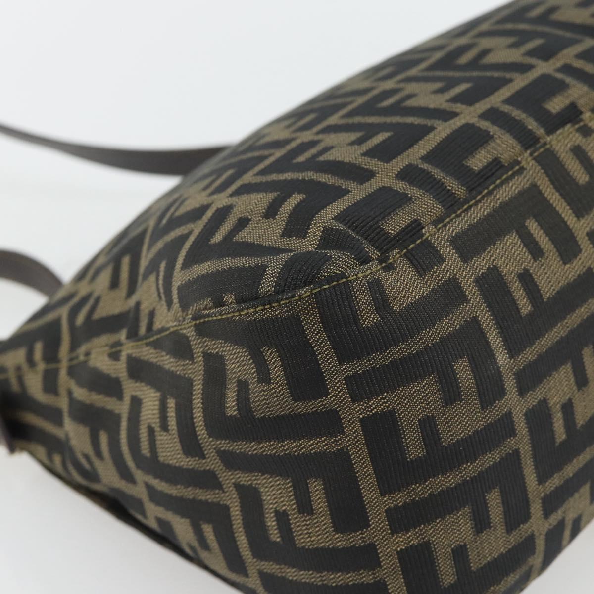 FENDI Zucca Canvas Mamma Baguette Shoulder Bag Black Brown Auth 181871M