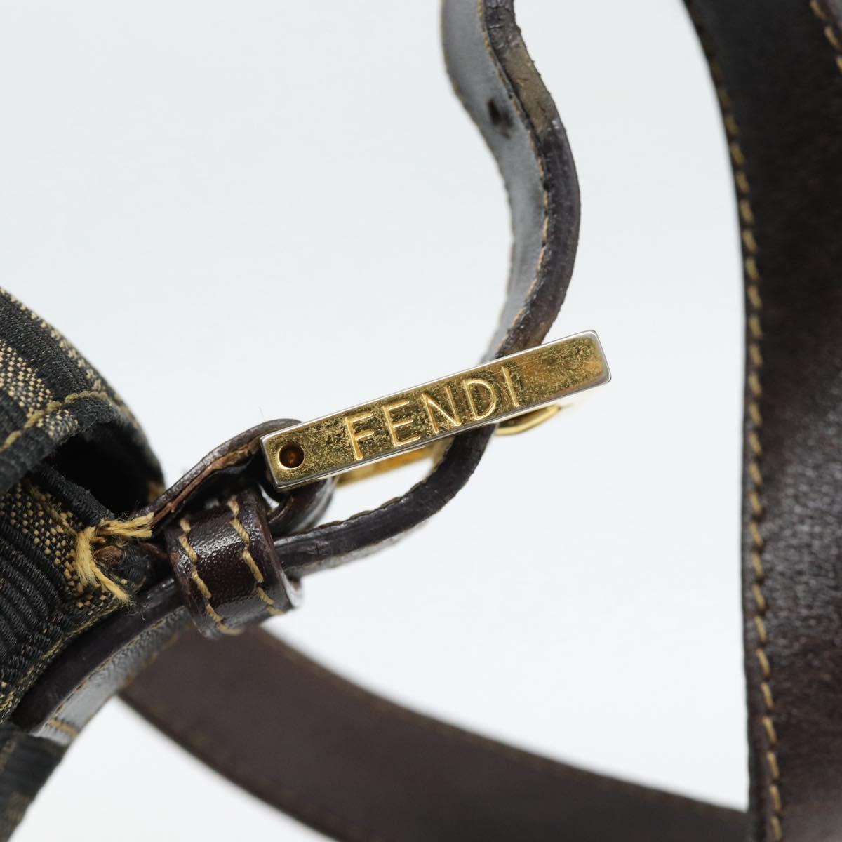 FENDI Zucca Canvas Mamma Baguette Shoulder Bag Black Brown Auth 181871M