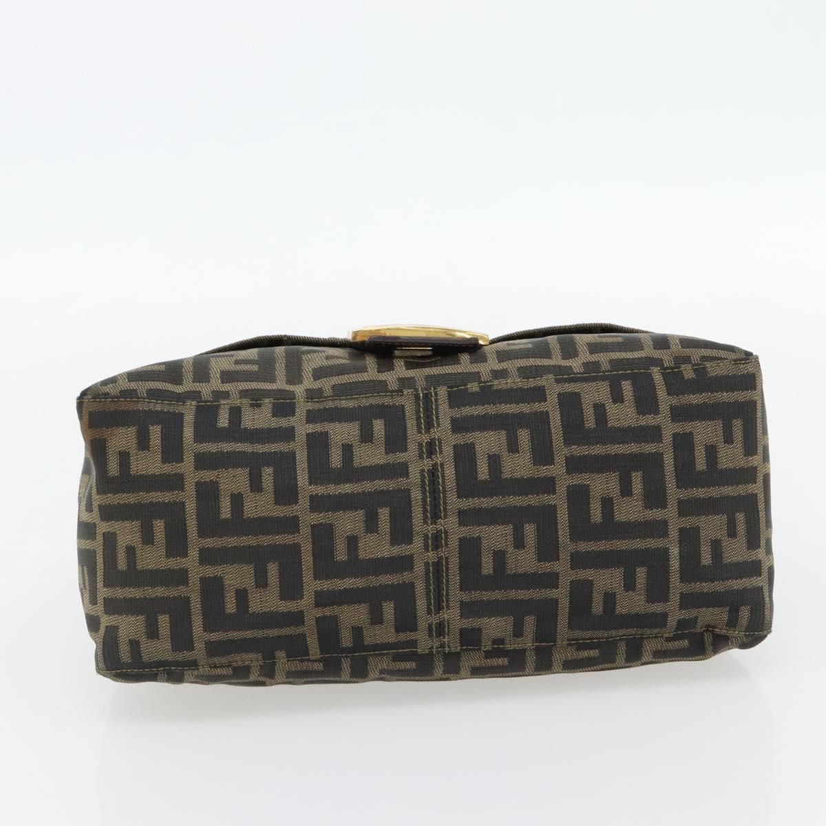 FENDI Zucca Canvas Mamma Baguette Shoulder Bag Black Brown Auth 181871M
