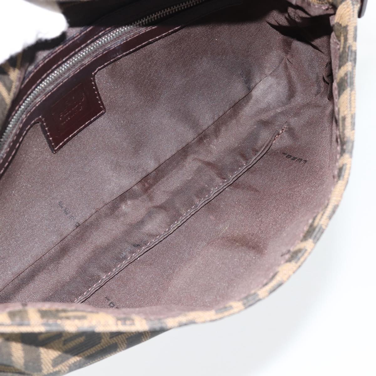 FENDI Zucca Canvas Mamma Baguette Shoulder Bag Black Brown Auth 181873SAM