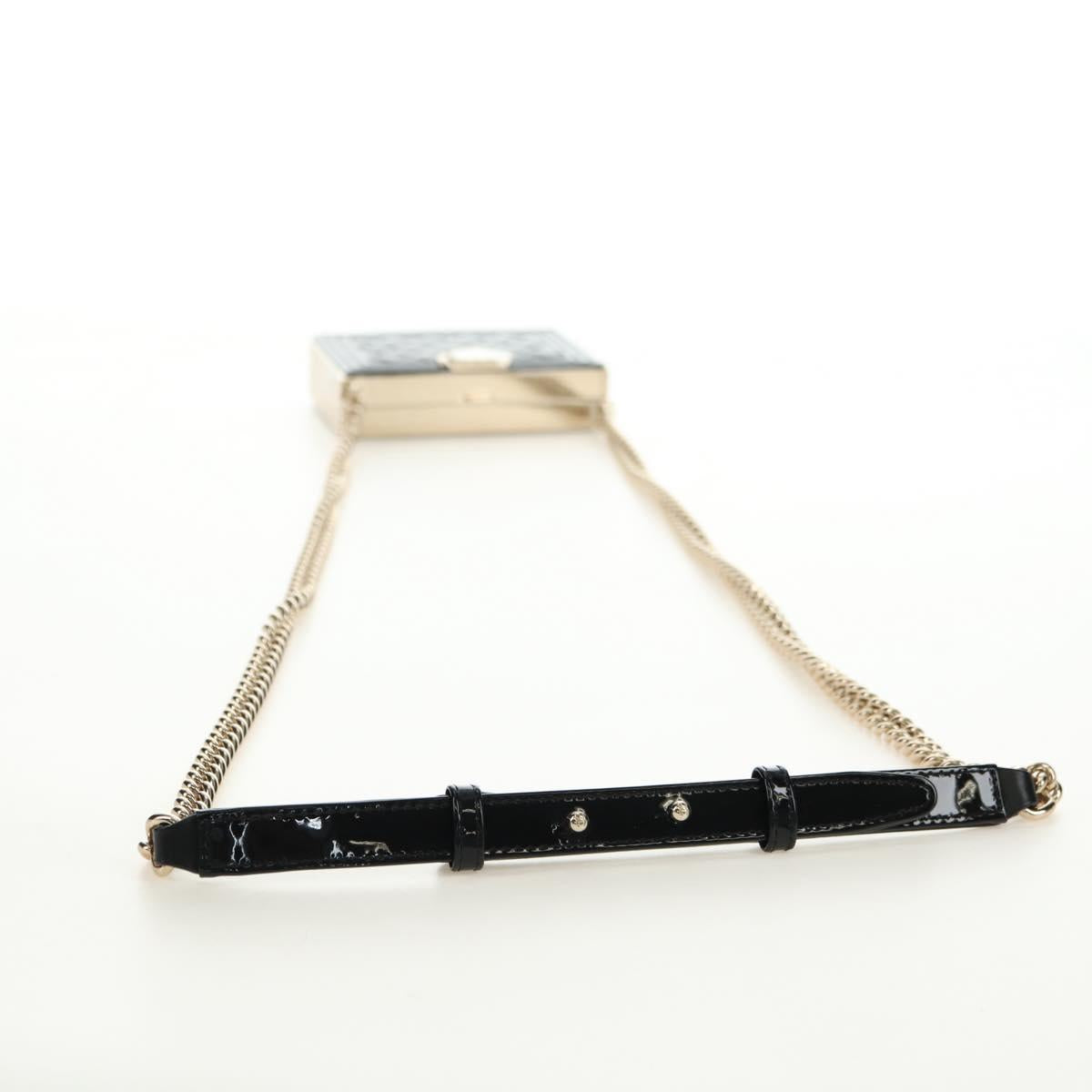 CHANEL Matelasse Boy Chanel Chain Wallet Bag Patent Black Gold CC Auth 181876SAM