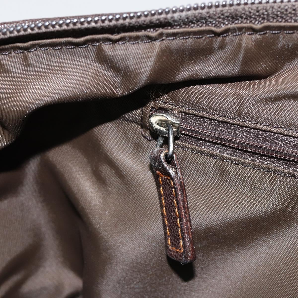 Christian Dior Trotter Canvas Hand Bag Brown Silver Auth 181890V