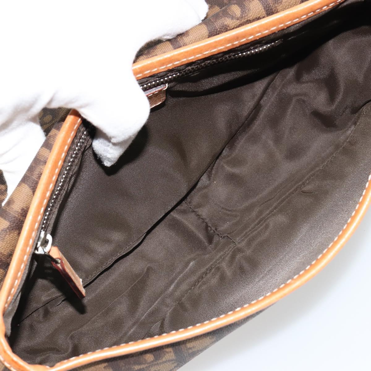 Christian Dior Trotter Canvas Romantic Bag PVC Brown Silver Auth 181891V