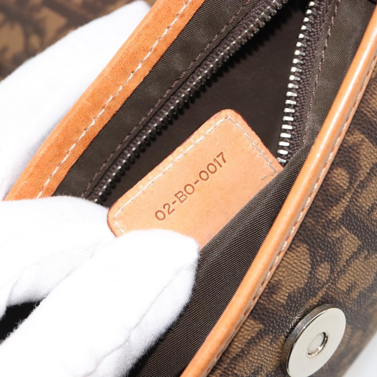 Christian Dior Trotter Canvas Romantic Bag PVC Brown Silver Auth 181891V
