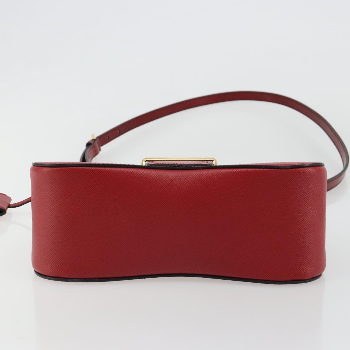PRADA Hand Bag Safiano leather 2way Red Gold Auth 181893V