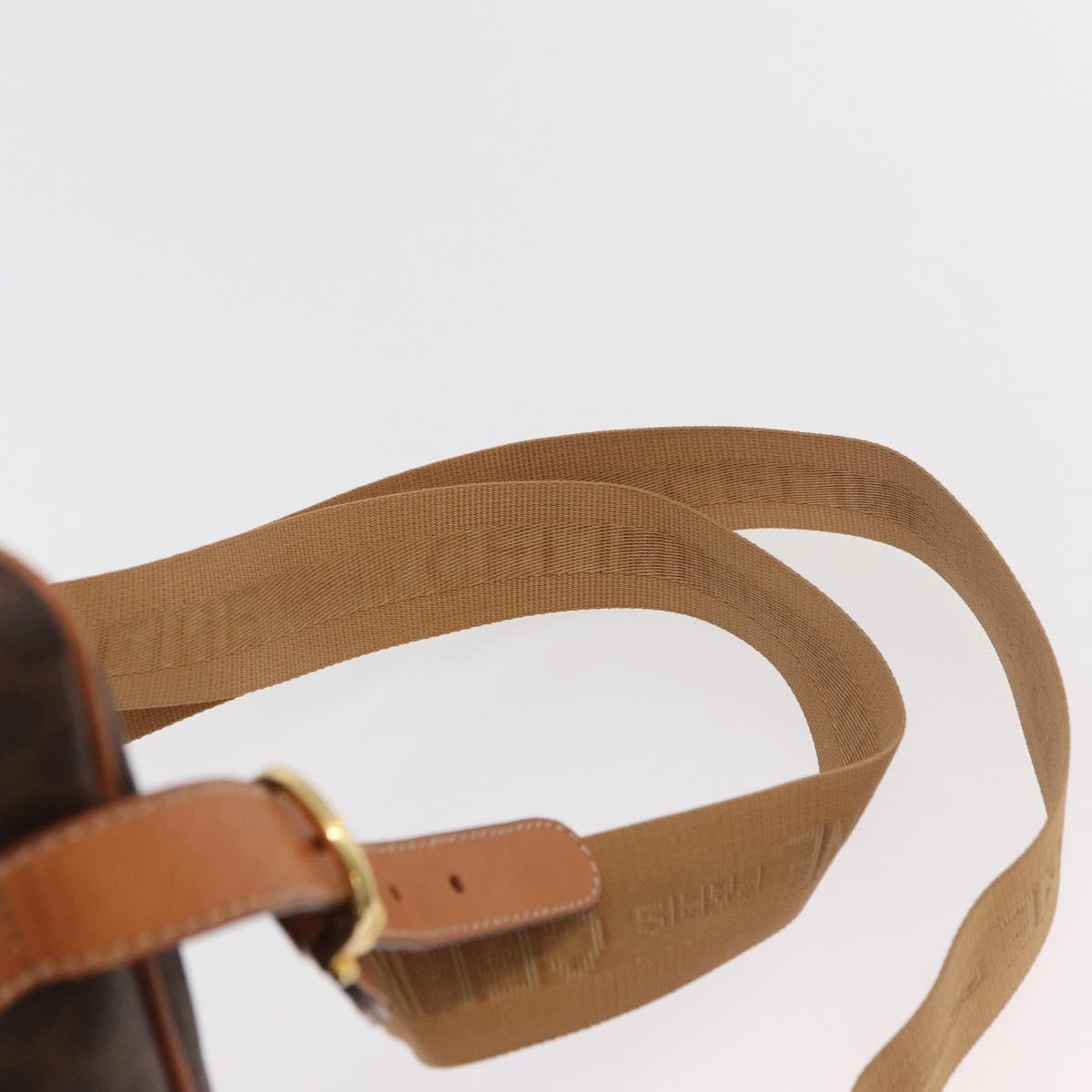 CELINE Macadam Canvas Backpack PVC Leather Brown Gold Auth 181895A