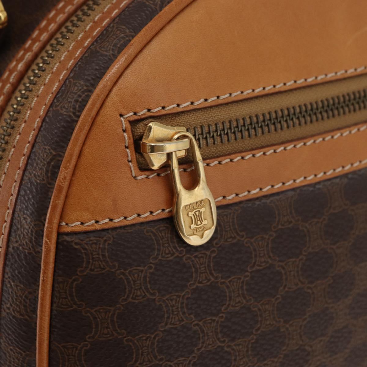 CELINE Macadam Canvas Backpack PVC Leather Brown Gold Auth 181895A