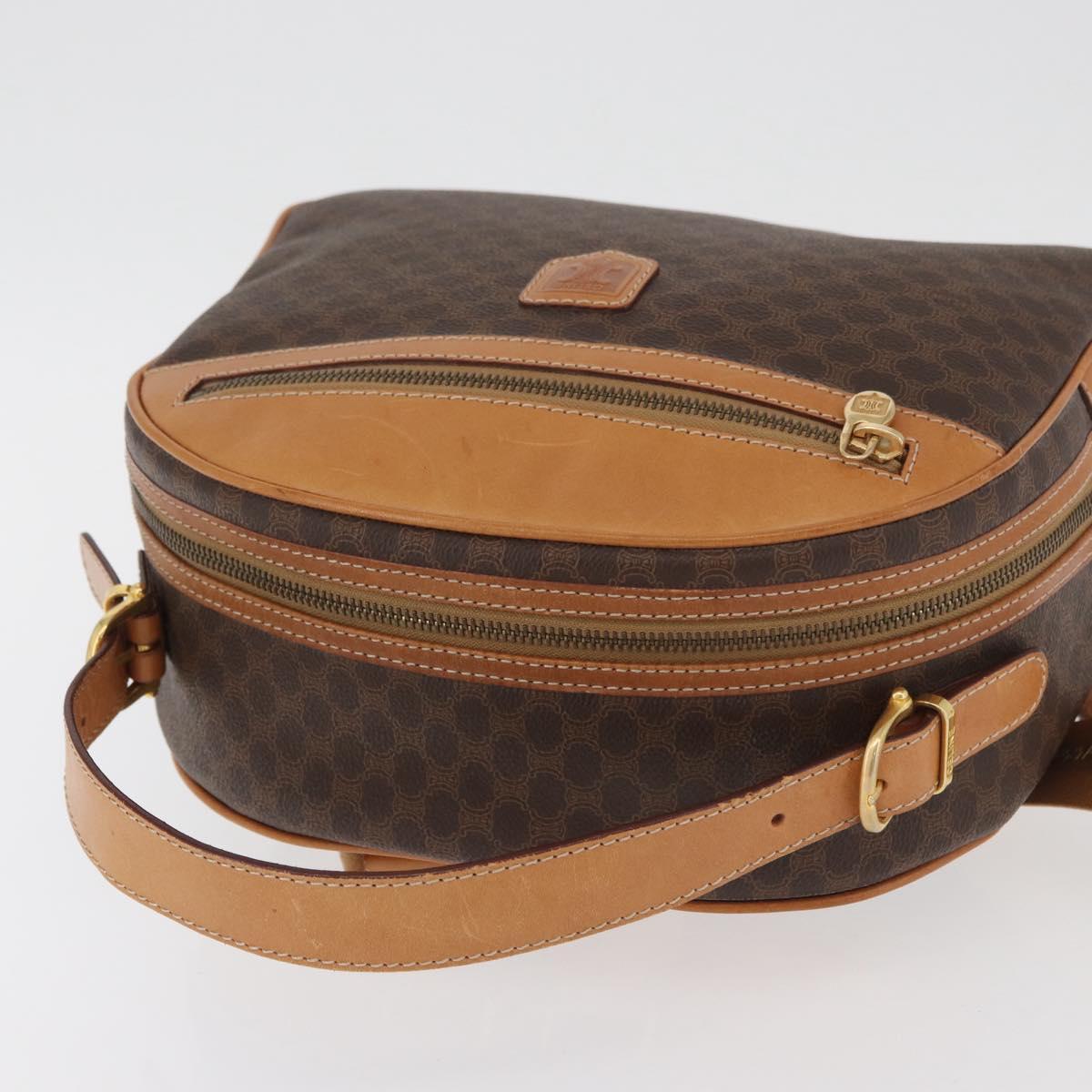 CELINE Macadam Canvas Backpack PVC Leather Brown Gold Auth 181895A