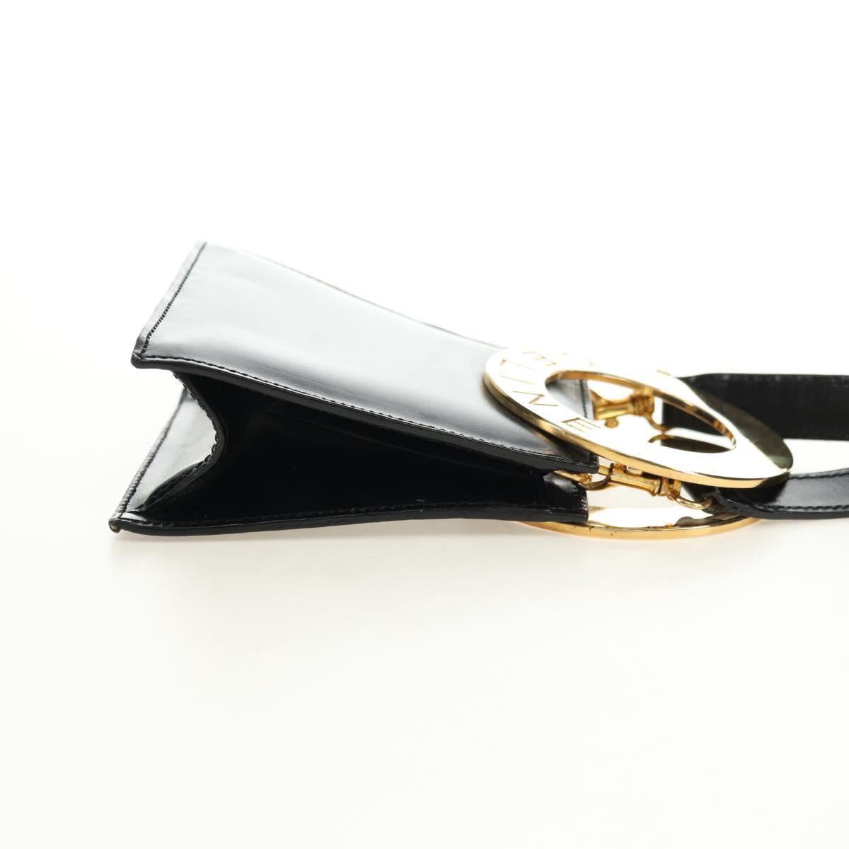 CELINE Circle Shoulder Bag Leather Black Gold Auth 181901SM