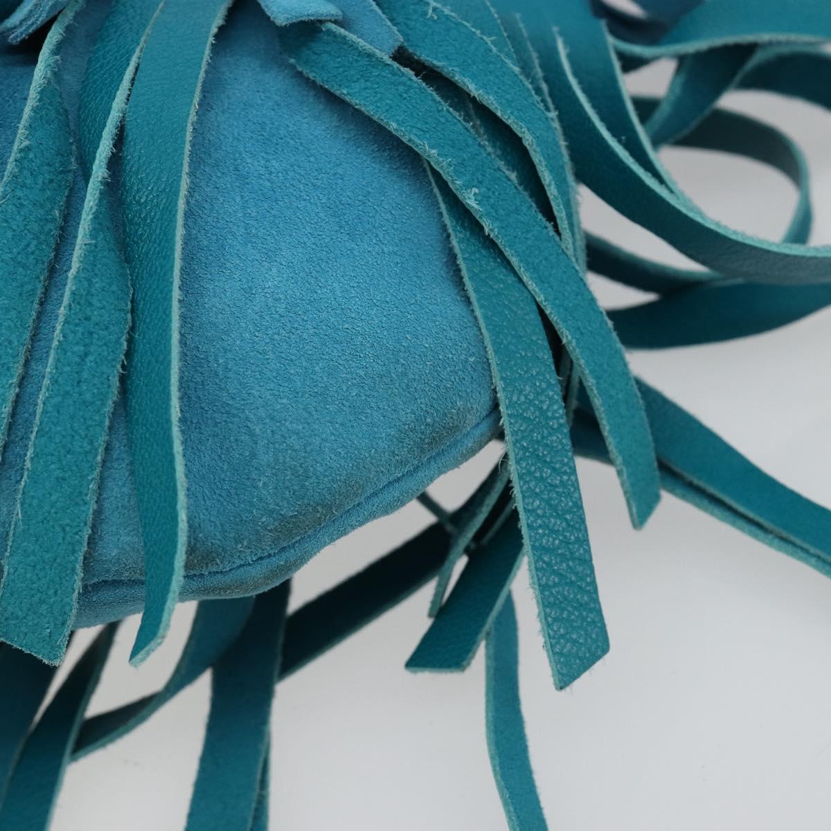SAINT LAURENT Rib Gauche Bag Suede Turquoise Blue 138963 002214 Auth 181902A