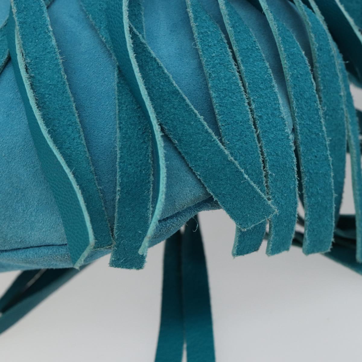 SAINT LAURENT Rib Gauche Bag Suede Turquoise Blue 138963 002214 Auth 181902A