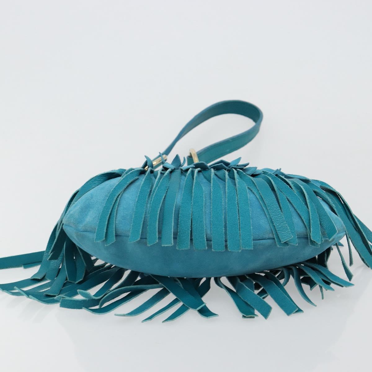 SAINT LAURENT Rib Gauche Bag Suede Turquoise Blue 138963 002214 Auth 181902A