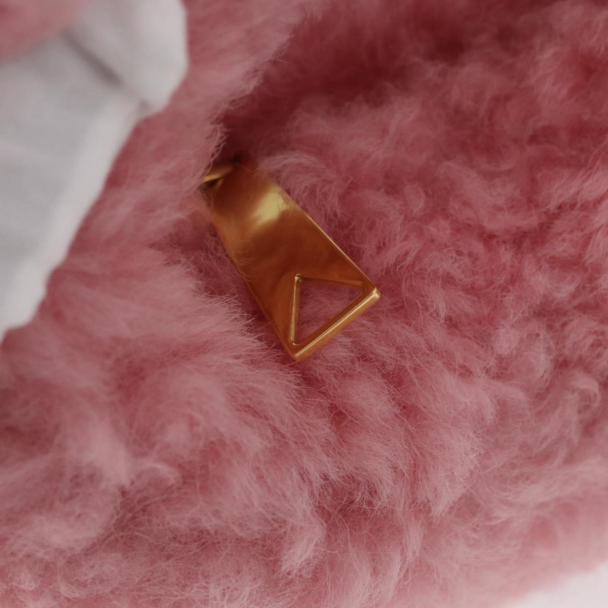 BOTTEGA VENETA Mini The Jody Hand Bag Velvet Shearling Pink Gold Auth 181904SM