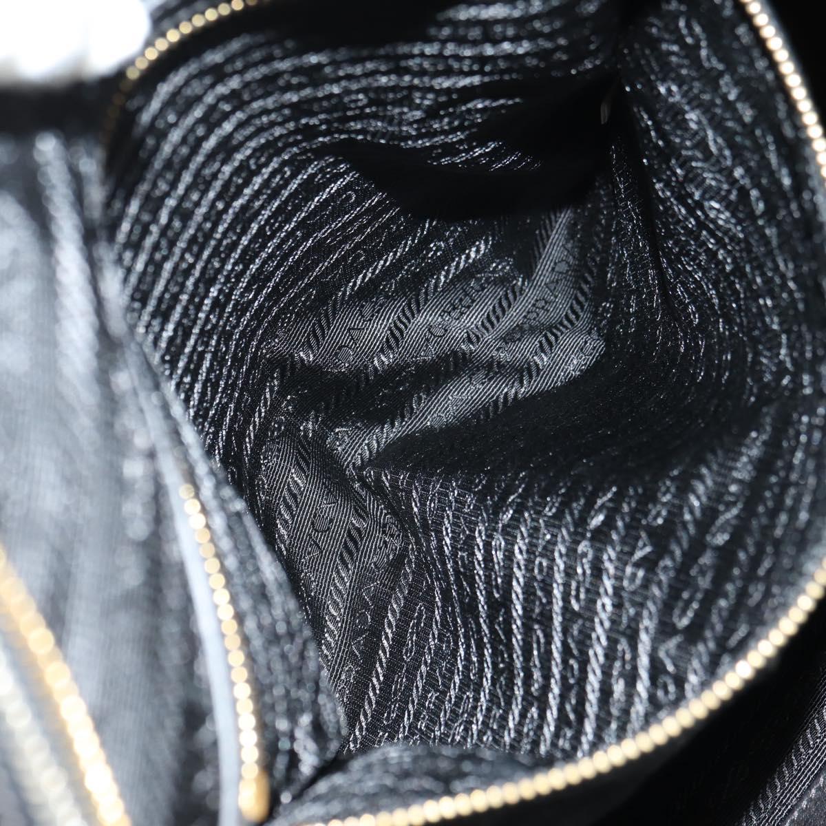 PRADA Tote Bag Leather 2way Black Gold Silver Auth 181906SM