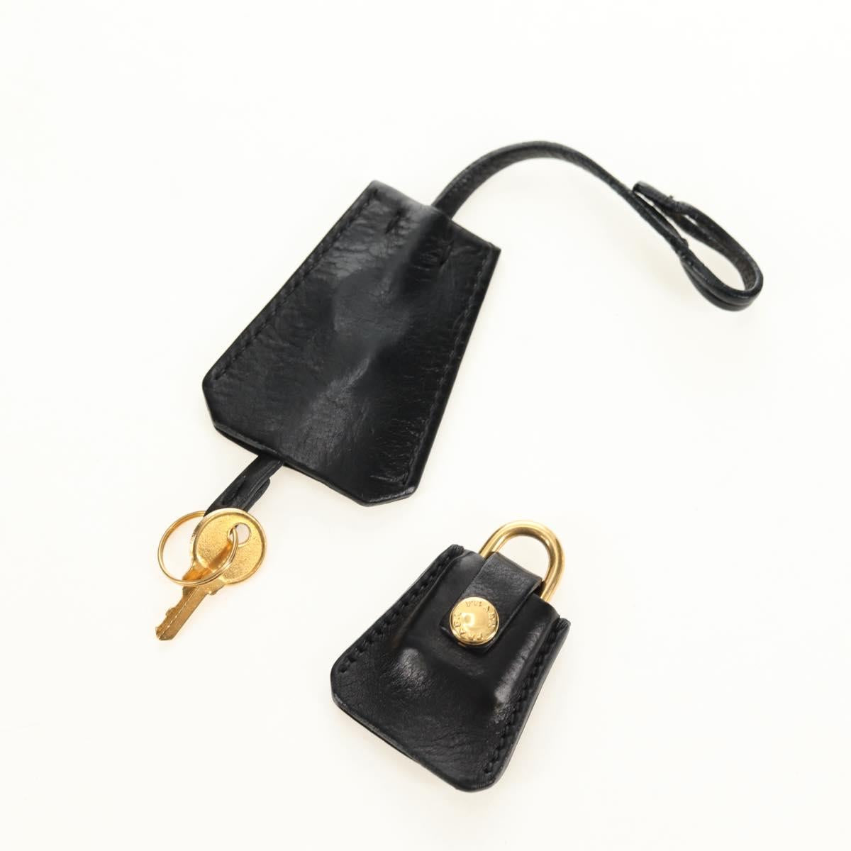 PRADA Tote Bag Leather 2way Black Gold Silver Auth 181906SM