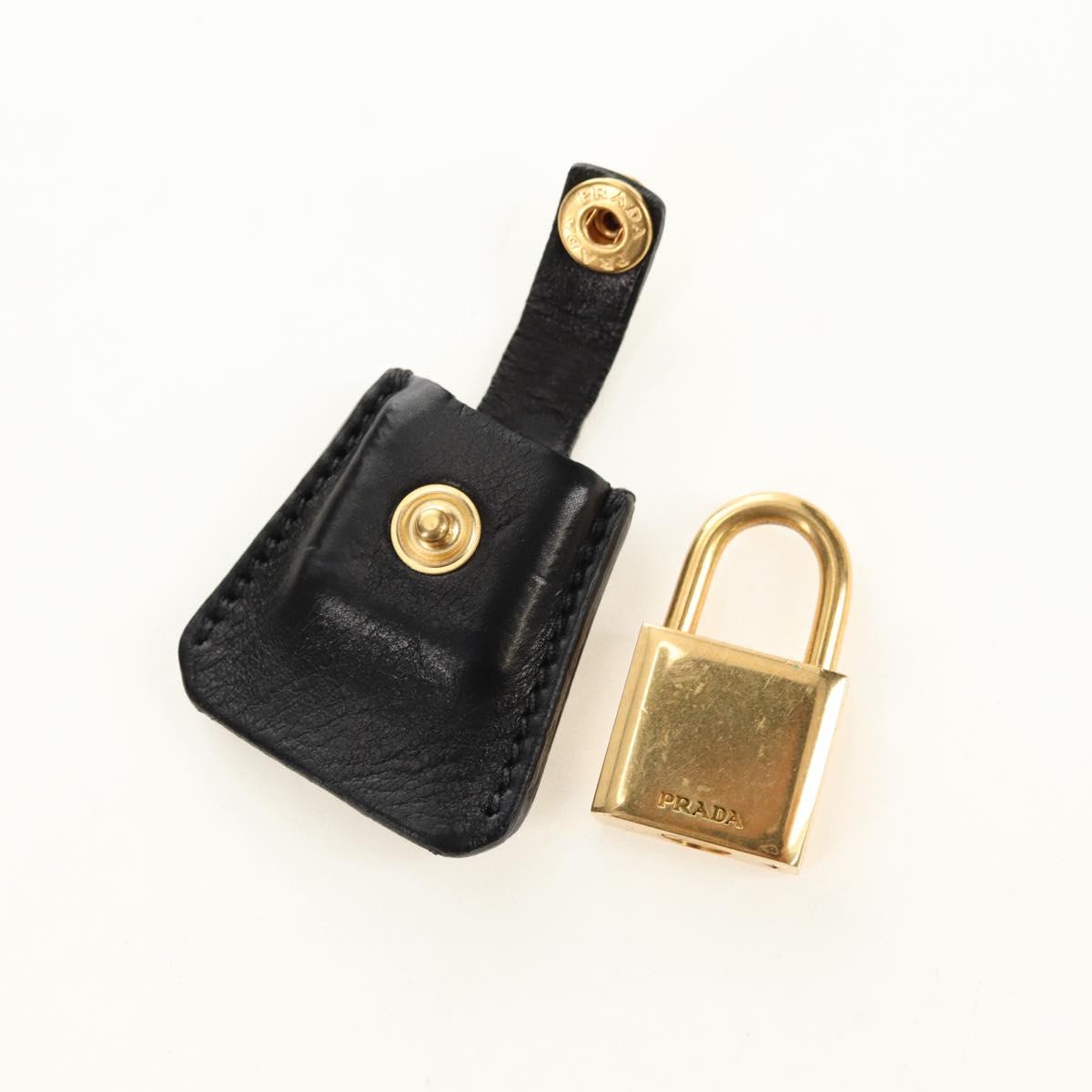 PRADA Tote Bag Leather 2way Black Gold Silver Auth 181906SM
