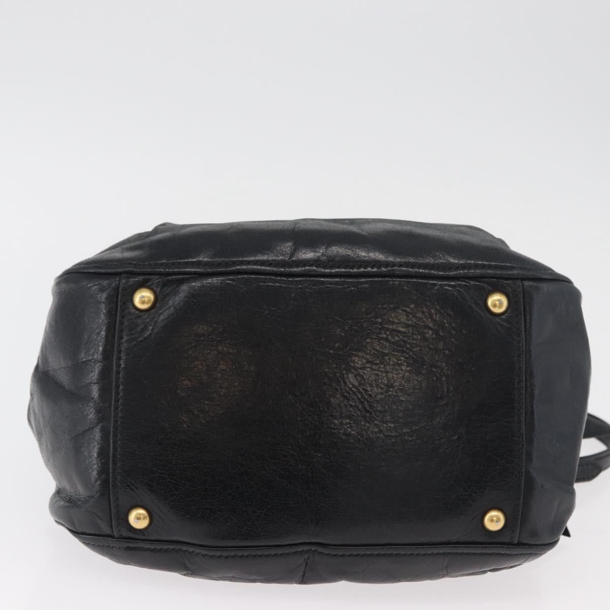 Miu Miu Hand Bag Leather 2way Black Gold Auth 181913