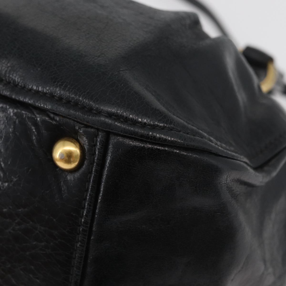 Miu Miu Hand Bag Leather 2way Black Gold Auth 181913