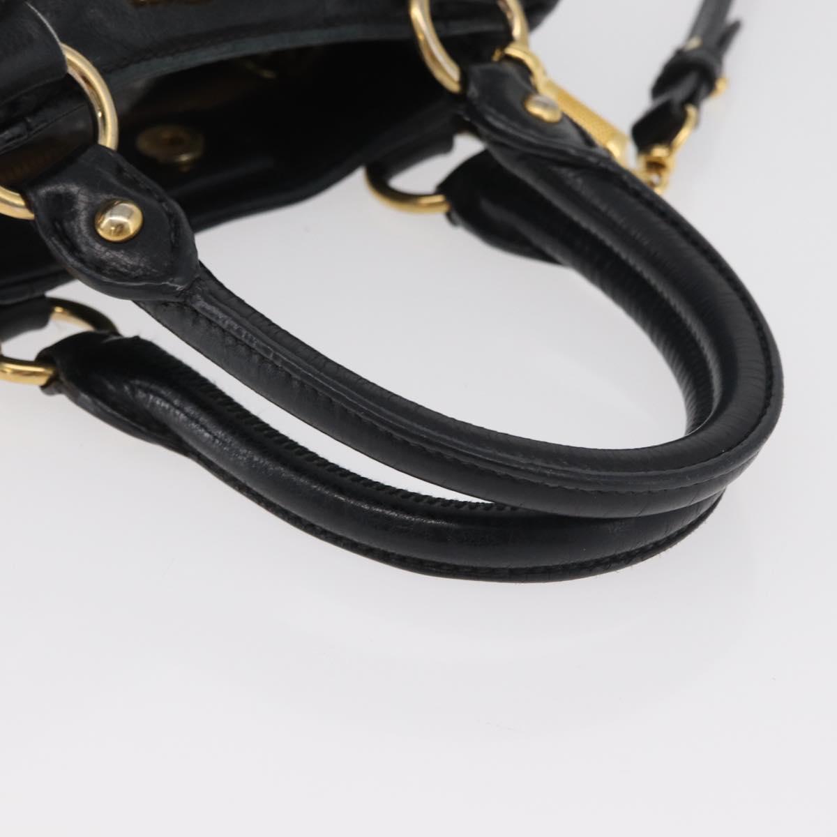 Miu Miu Hand Bag Leather 2way Black Gold Auth 181913