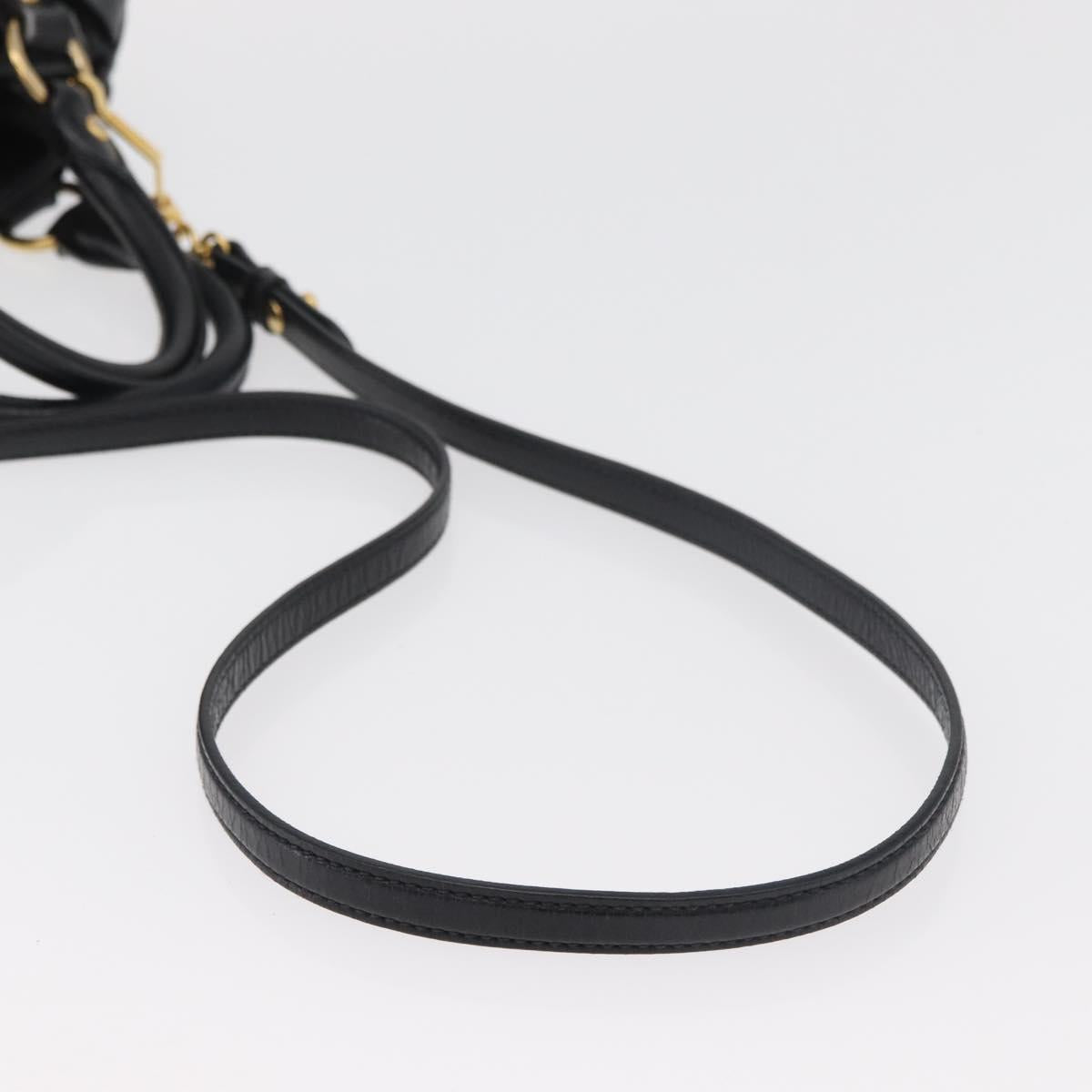 Miu Miu Hand Bag Leather 2way Black Gold Auth 181913