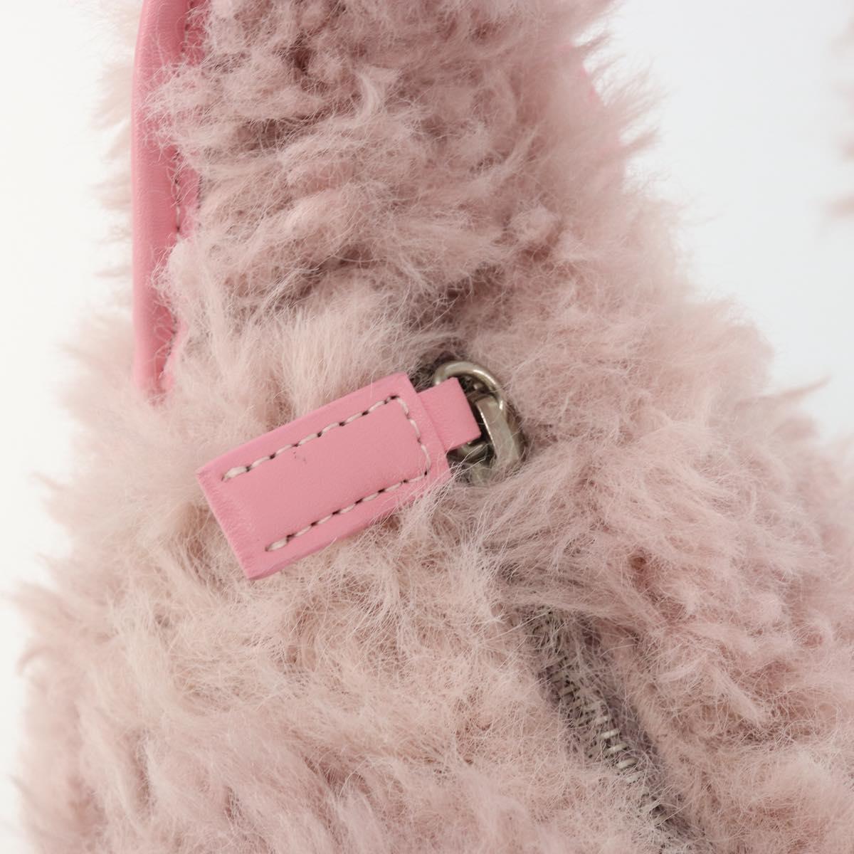 PRADA Hand Bag Fur Pink Silver Auth 181915SM