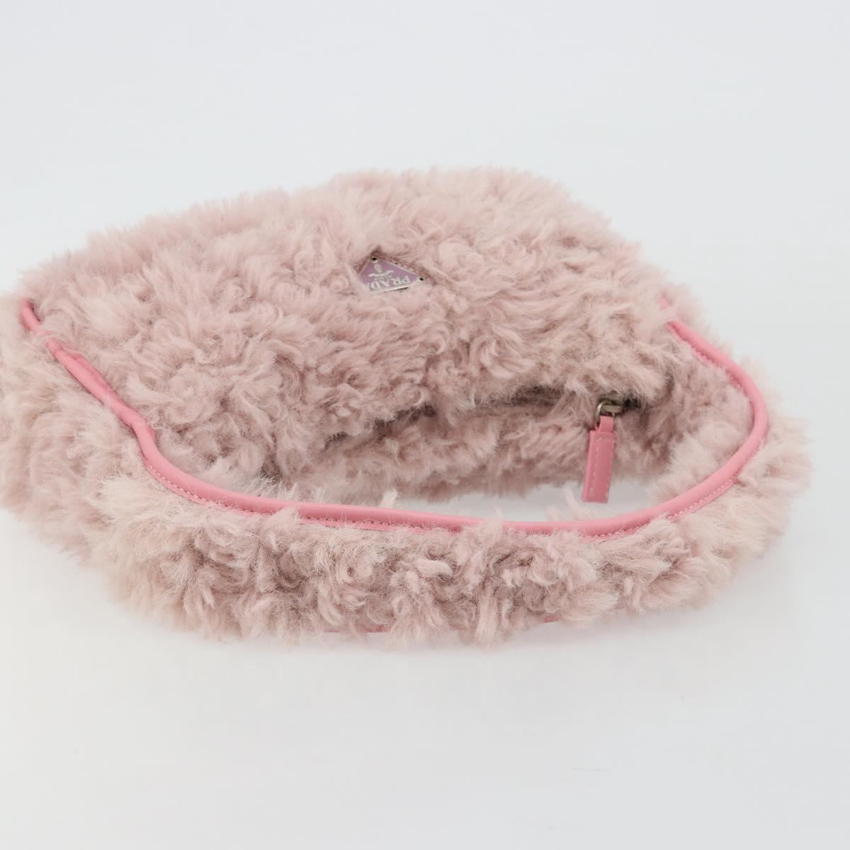 PRADA Hand Bag Fur Pink Silver Auth 181915SM
