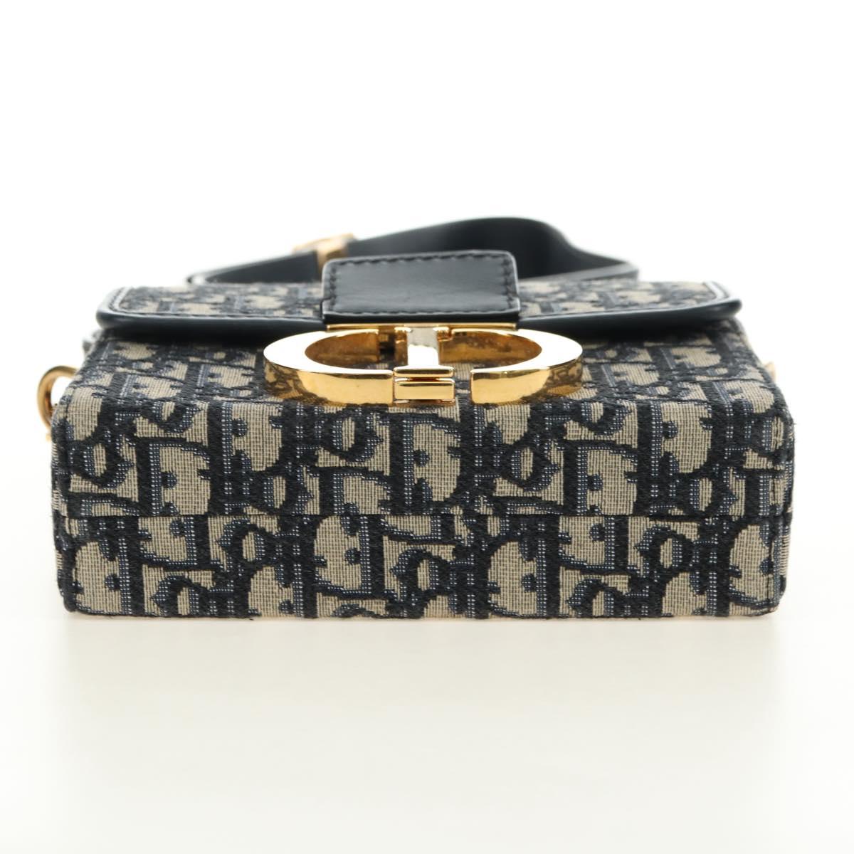 Christian Dior Trotter Canvas Oblique 30 Montaigne Bag Navy Gold Auth 181920M