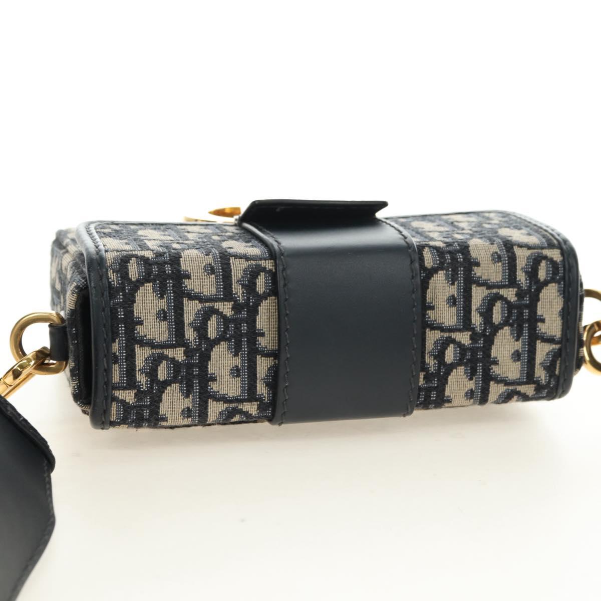 Christian Dior Trotter Canvas Oblique 30 Montaigne Bag Navy Gold Auth 181920M