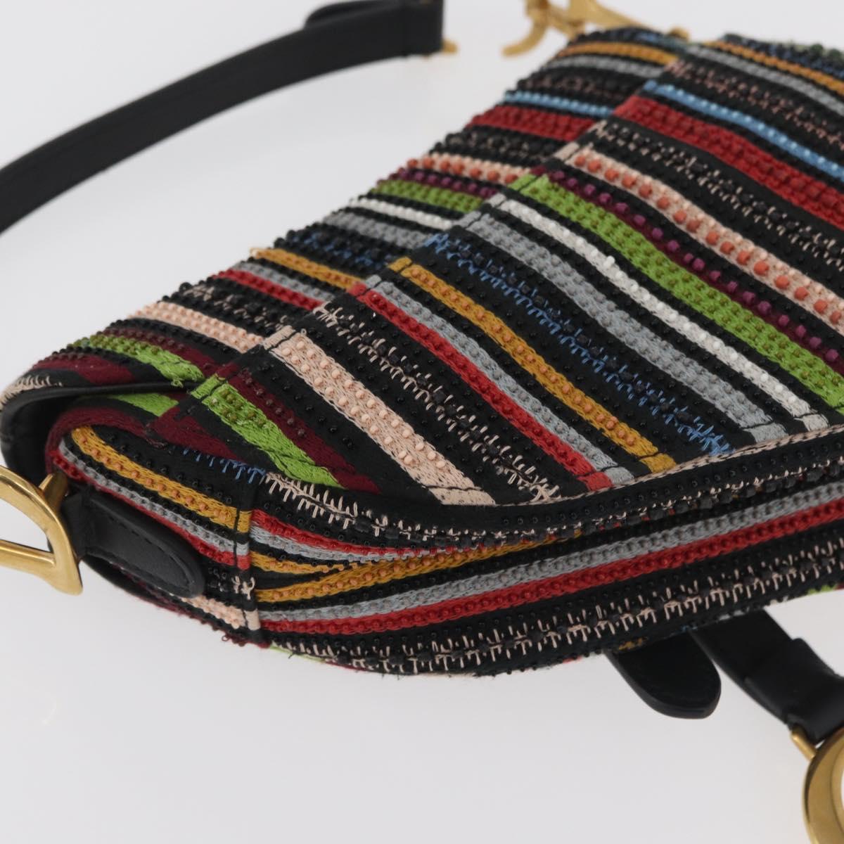 Christian Dior Saddle bag Hand Bag Beads Multicolor Gold Auth 181922SM