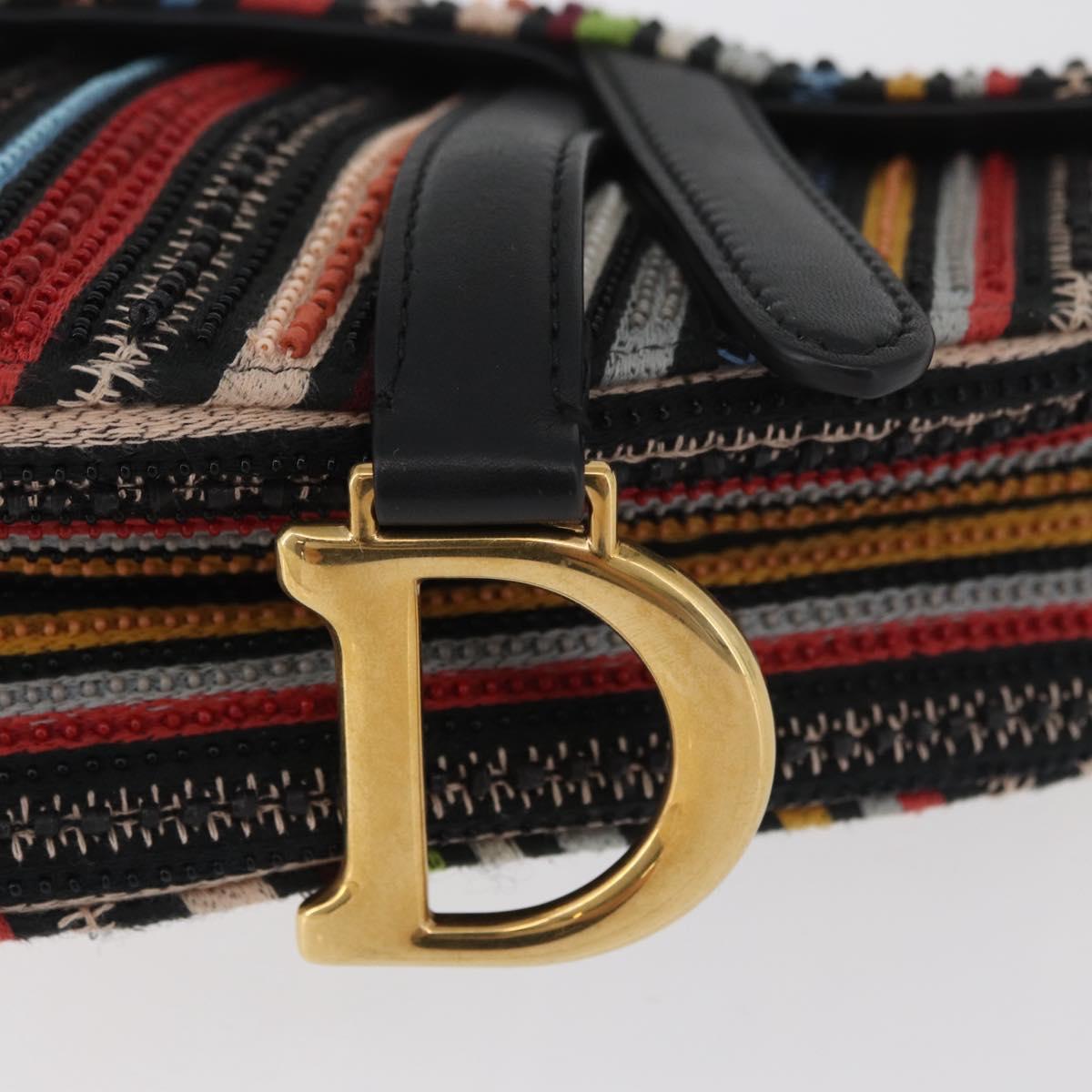 Christian Dior Saddle bag Hand Bag Beads Multicolor Gold Auth 181922SM